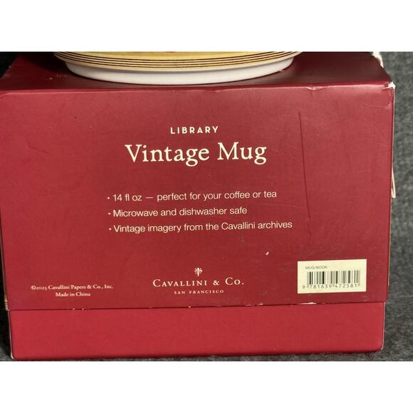 Cavallini & Co San Francisco Library Books Ceramic Coffee Mug 14 oz New - Picture 4 of 6